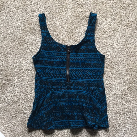 Express Aztec Peplum Top - Picture 3 of 5